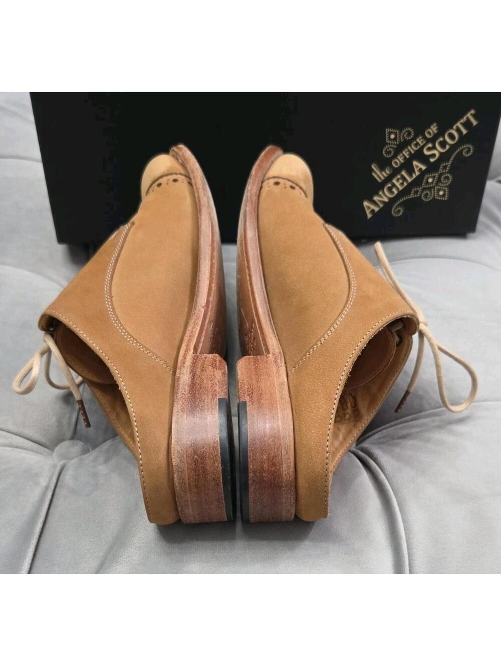 The Office Of Angela Scott Mr Evans Brown Suede Wingtip Mule Womens Shoes 37 7 - Picture 10 of 16